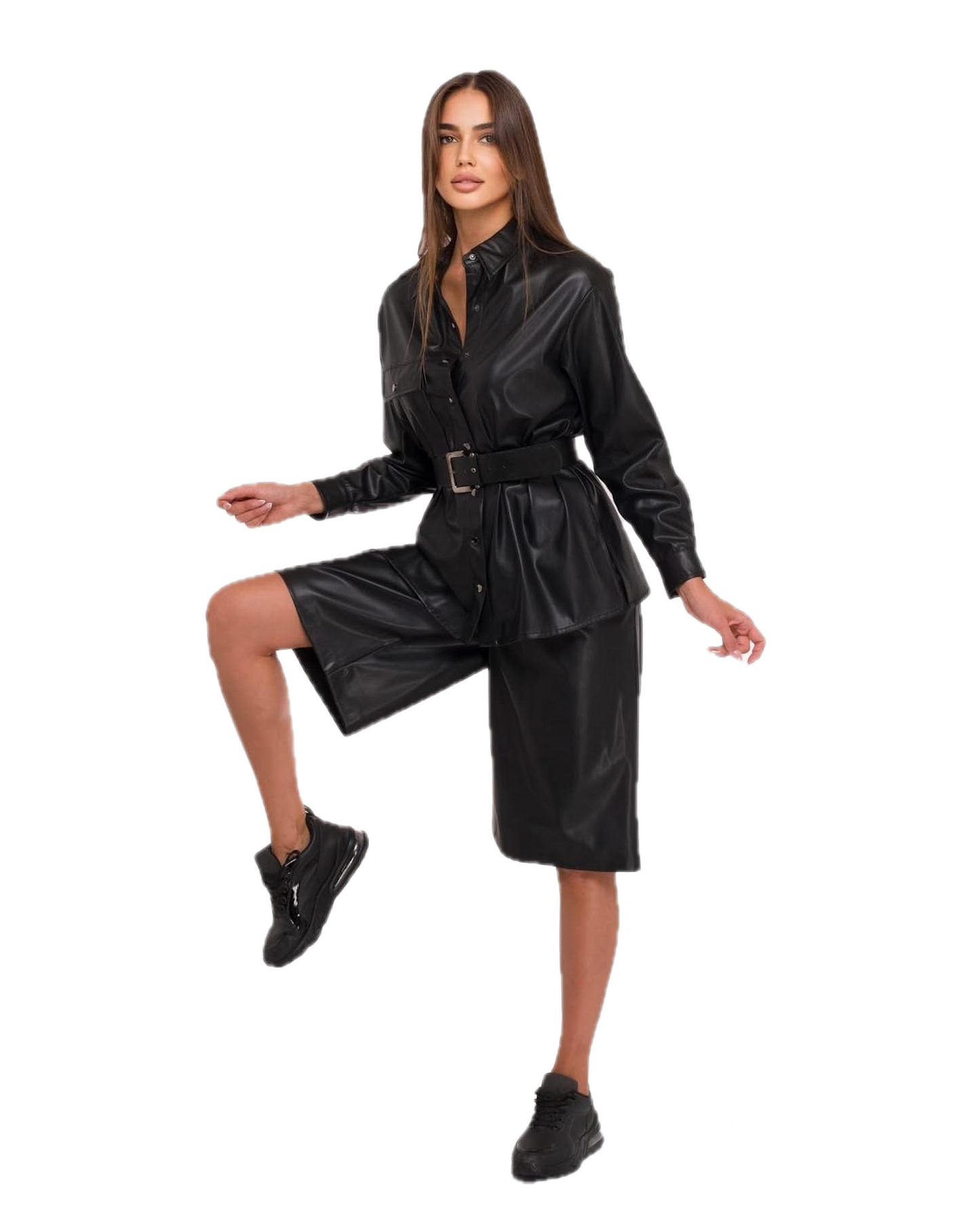 Siyah Deri Gömlek Ceket – Modern Kesim, Fermuarlı ve Oversize | FRN LINE