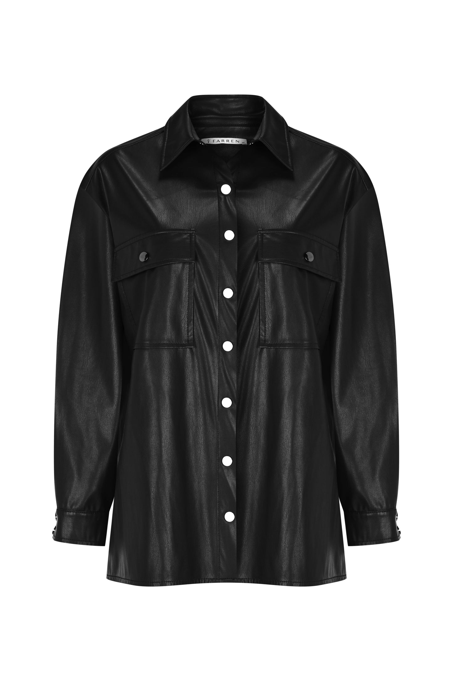 Siyah Deri Gömlek Ceket – Modern Kesim, Fermuarlı ve Oversize | FRN LINE