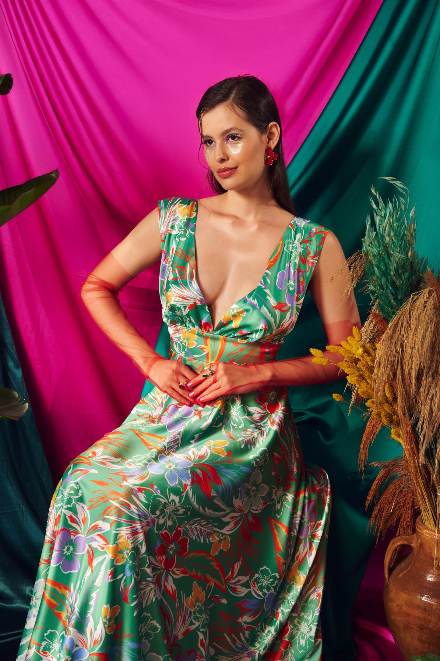 Alba – Floral Maxi Dress on Midnight Base