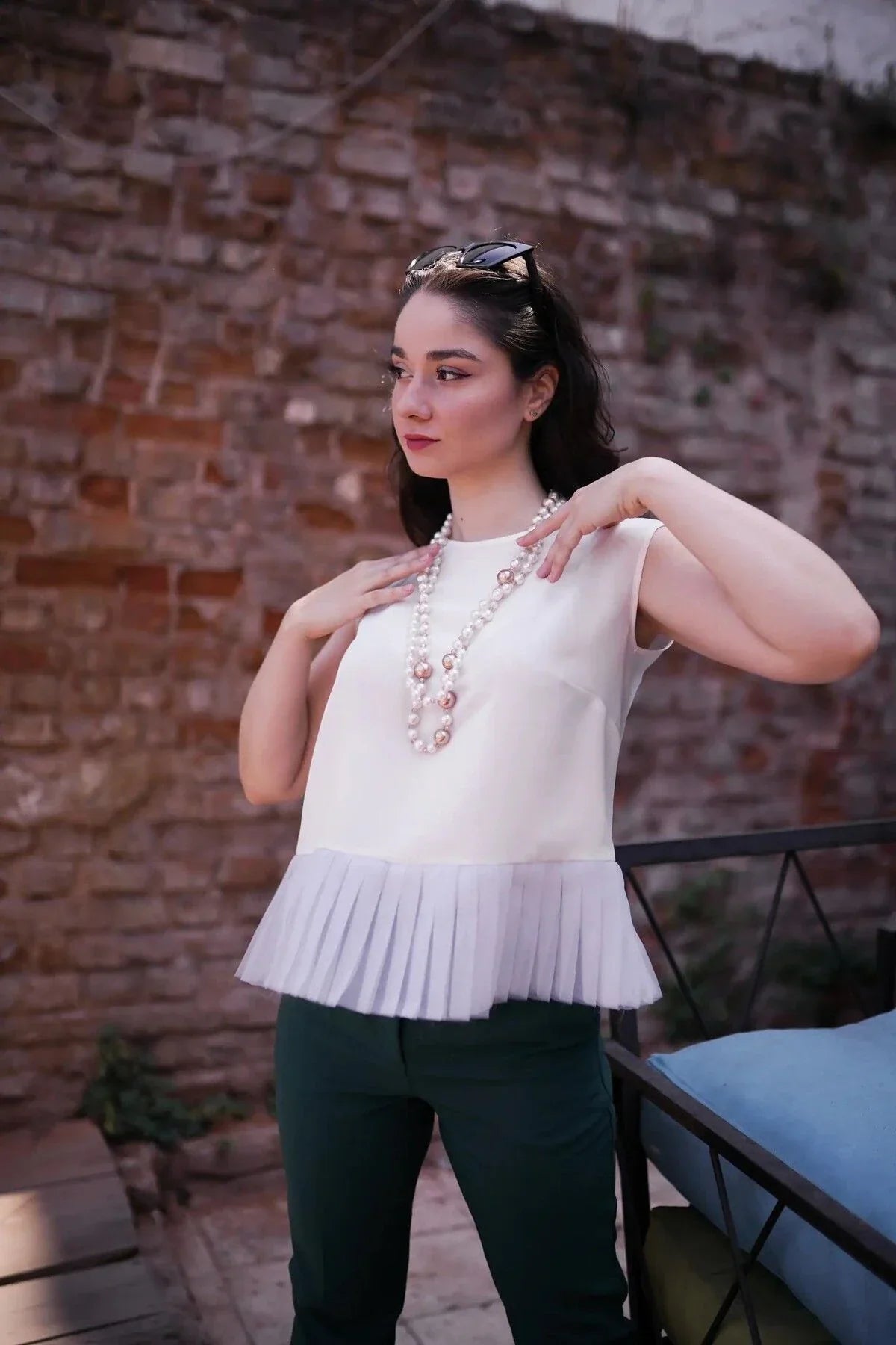 Bej Peplum Kadın Bluz – Bel Oturtmalı, Şık ve Zamansız | FRN LINE