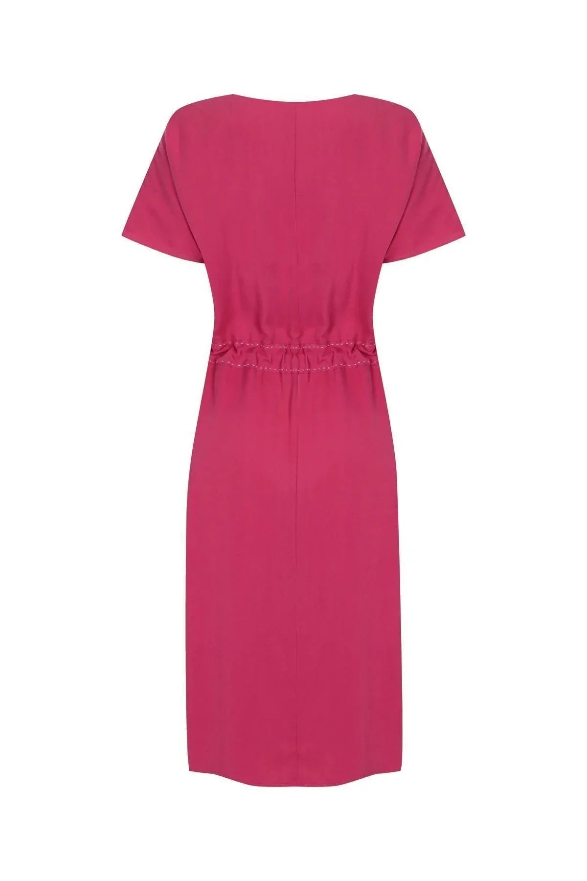 Pembe Nakışlı Elbise – Kordon Belli, Hafif Kumaşlı Romantik Stil | FRN LINE