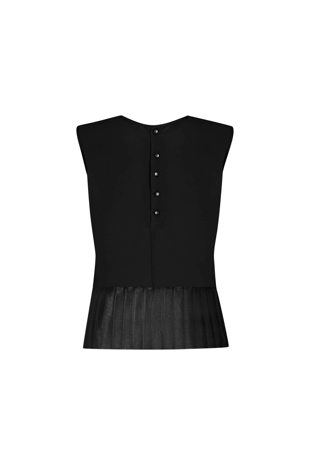 Siyah Peplum Bluz – İnci Detaylı, Hafif Kabarık Kol, Feminen Form | FRN LINE