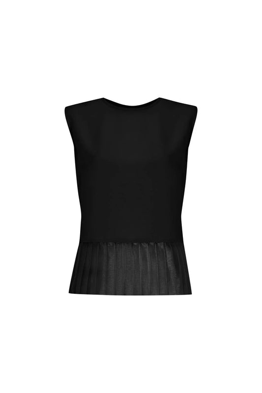 Siyah Peplum Bluz – İnci Detaylı, Hafif Kabarık Kol, Feminen Form | FRN LINE