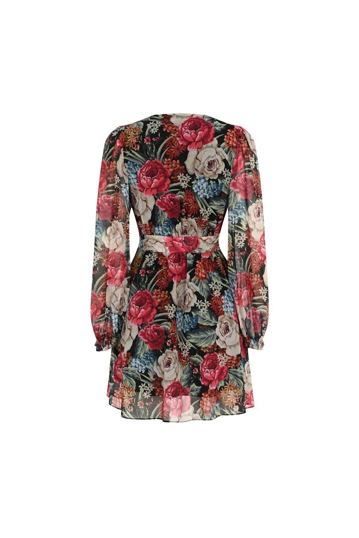 Siyah Çiçekli Mini Elbise – Hafif Dokulu, Günlük Romantik Stil | FRN LINE